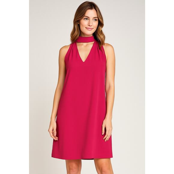 White House Black Market Plus Keyhole Choker Sorbet Shift Mini Dress 2 Petite - Picture 1 of 8